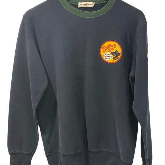 Bathing Ape (BAPE) General's Camp Crew Neck Sweatshirt - Size M - RARE - Picture 1 of 11